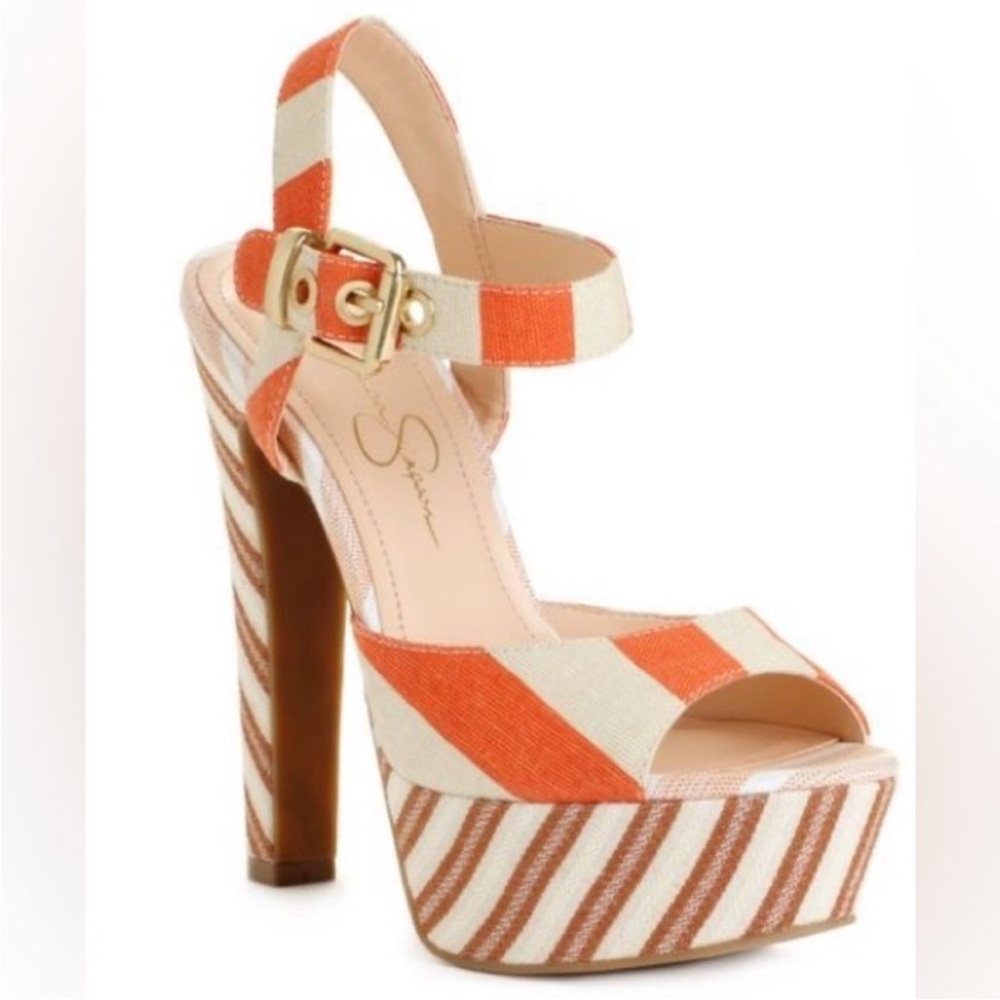 JESSICA SIMPSON Tonnia Platform Striped High Heels - Picture 11 of 11